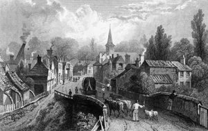 Chipping Ongar, Essex, grabado por Henry Adlard, 1832