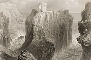 Castillo de Dunseverick, Condado de Antrim, Irlanda del Norte, de 
