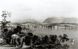 Ginebra desde Coligny, grabado por Robert Wallis de William Henry Bartlett