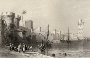 Puerto de Rodas, Grecia, grabado por J.C. Armytage (1820-97)