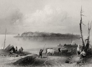 Isla Navy, río Niágara, Ontario, Canadá, grabado por Charles Coulson (1815-89) de William Henry Bartlett