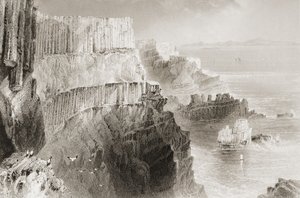 Acantilado de Plaiskin, cerca de la Calzada del Gigante, Condado de Antrim, Irlanda del Norte, de 