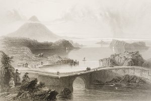 Puente de pontones en Lough Conn, Condado de Mayo, Irlanda, de 