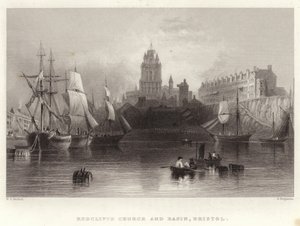 Iglesia y cuenca de Redcliffe, Bristol de William Henry Bartlett