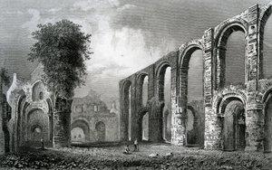 Iglesia del Priorato de San Botolph, Colchester, Essex, grabado por John Rogers, 1832 de William Henry Bartlett