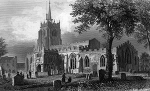 Iglesia de Santa María, Chelmsford, grabado por William Watkins, 1832