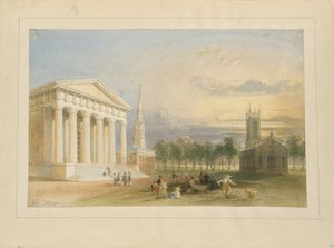 Estudio para la vista del Yale College y del Capitolio de Bartlett de William Henry Bartlett