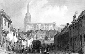 Thaxted desde el sur, Essex, grabado por J. Rolph, 1832