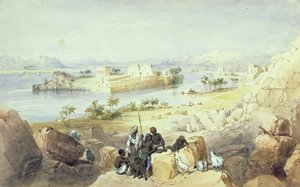 La Isla de Filae, mirando hacia el río Nilo de William Henry Bartlett