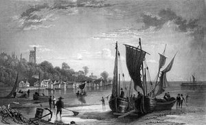 El pueblo de Leigh, cerca de Southend, Essex, grabado por Charles Mottram, 1833 de William Henry Bartlett