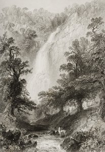 La cascada, Powerscourt, Condado de Wicklow, Irlanda, de 