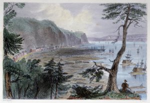 Depósito de madera cerca de Quebec - en "Canadian scenery illustrated" por Bartlett W. H. de William Henry Bartlett