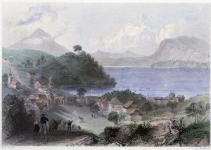 Vista de Georgeville y su lago - en 