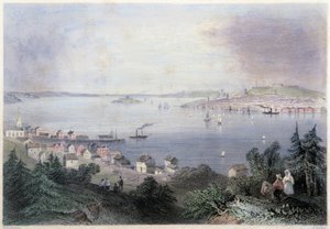 Vista de Halifax - en "Paisaje canadiense ilustrado" por William Henri Barlett, ed. George Virtue