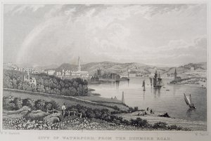 Vista de Waterford desde The Dunmore Road, Irlanda, grabado por W. Taylor de William Henry Bartlett