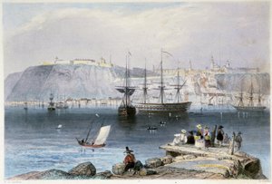 Vista de Quebec y su puerto (Canadá) - en "Canadian Scenery Illustrated" de William Henri Barlett, ed. George Virtue de William Henry Bartlett