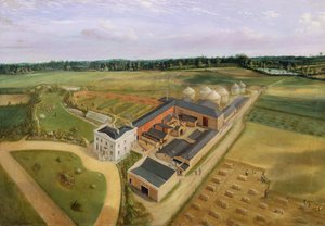 Tiptree Hall y Granja, Essex, c.1850-60 de William Henry Browne