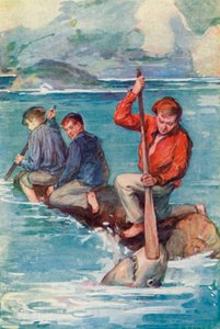 Jack inmediatamente hundió el remo en las horribles fauces del monstruo y lo empujó por su garganta de William Henry Charles Groome