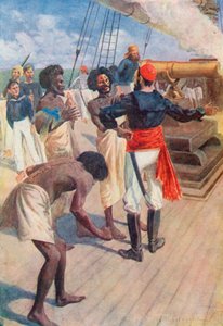 Los jefes fueron dirigidos a mirar una roca a unas dos millas en el mar, y se disparó el cañón de William Henry Charles Groome