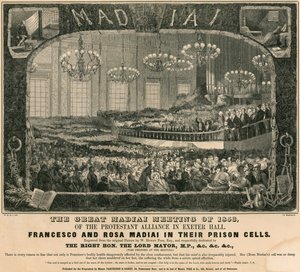 La gran reunión de Madiai de 1853 de la Alianza Protestante en Exeter Hall, Londres