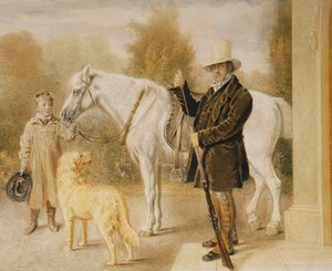 Un deportista con un niño, un pony y un perro, 1827 de William Henry Hunt