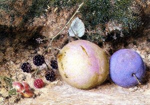 Escaramujos, moras y ciruelas de William Henry Hunt
