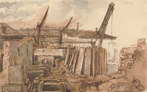 La construcción del puente de Waterloo de William Henry Hunt