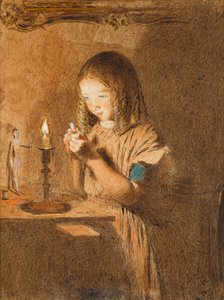 Enhebrando una aguja: La joven costurera, c.1845 de William Henry Hunt