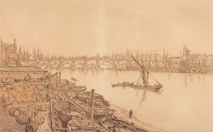 Vista del Puente Viejo de Londres de William Henry Hunt