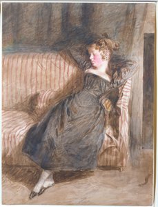 Niña joven dormida en un sofá de William Henry Hunt