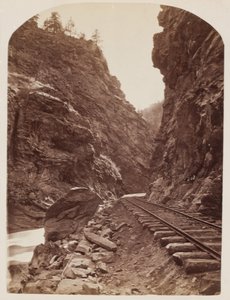 Vista de un ferrocarril en las Rocosas, c.1865