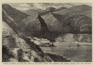 Accidente Grave en Niza, el Punto en la Carretera donde el Carruaje y los Caballos cayeron por el Precipicio de William Henry James Boot