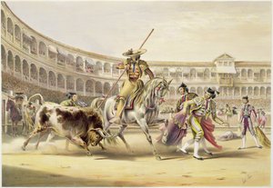 Toro embistiendo a un picador, 1865 de William Henry Lake Price
