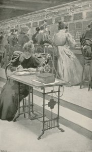 Trabajando en una Sala de Teléfonos de William Henry Margetson