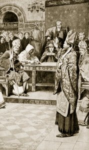 Jocelyn, obispo de Glasgow, en Northampton, 1176, ilustración de 