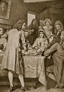 Paterson explicando el esquema de Darien en Edimburgo, ilustración de 