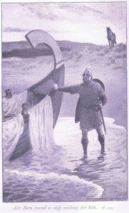 Sir Bors encontró un barco esperándolo de William Henry Margetson