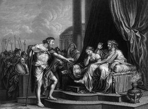 Herodes siendo reprendido por él..., encerró a Juan en prisión de William Henry Mote