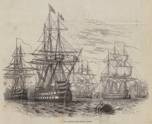 La flota británica frente a Lisboa de William Henry Pike