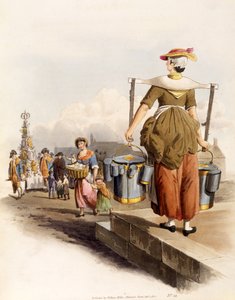 Una lechera, de Los trajes de Gran Bretaña, pub. Por Henry Miller, 1805 de William Henry Pyne