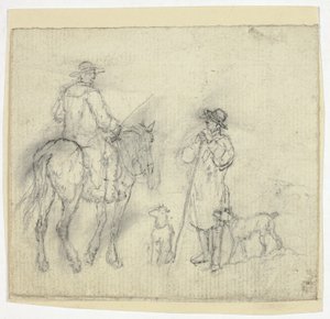 Hombre con Perros y Otro a Caballo de William Henry Pyne