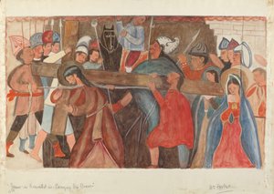 Estación de la Cruz No. 5: Jesús es asistido en llevar su cruz, c. 1936