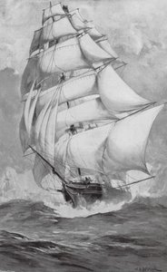 Tea-Clippers Racing from China for the Thames (litografía)