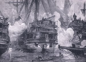 La Batalla de Navarino AD 1828 de William Heysham (after) Overend