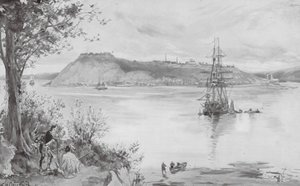 Vista de la ciudad y la fortaleza de Quebec, 1759 d.C. (litografía) de William Heysham (after) Overend