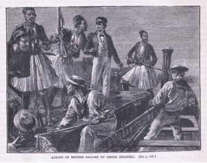Arresto de los marineros británicos por soldados griegos AD 1850