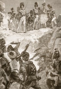 Los seguidores de Carmichael dispararon contra el denso grupo de hombres frente a ellos, ilustración de 