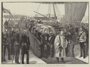 Funeral del Duque de Albany, desembarco del cuerpo del yate real Osborne en Portsmouth