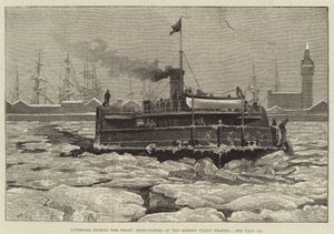 Liverpool durante la helada, dificultades del tráfico del ferry de Mersey