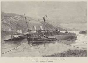 Posición del HMS Howe en Ferrol después del primer intento de levantarlo de William Heysham Overend